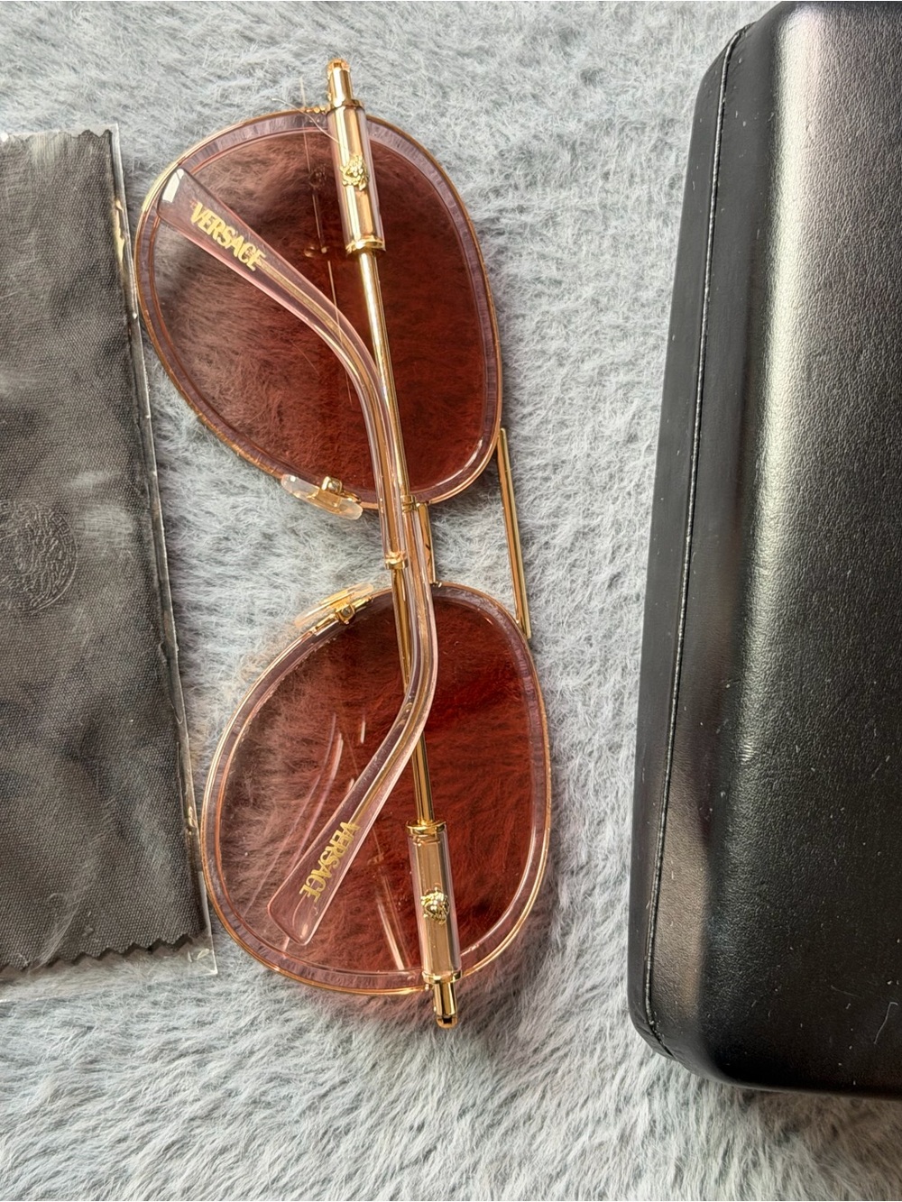 Versace Women’s Pink Lens Aviator Sunglasses with Gold Frame